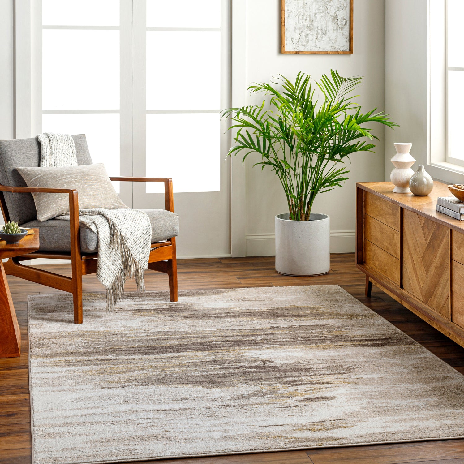 San Francisco Abstract Modern Marble Dark Brown/Off-White SFO2313 Rug - Love-Rugs