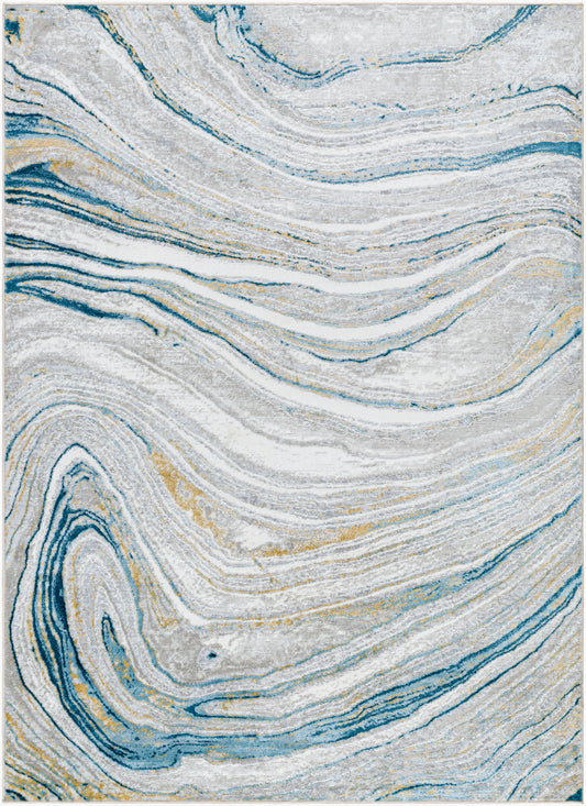San Francisco Abstract Modern Marble Dark Teal/Beige SFO2303 Rug - Love-Rugs