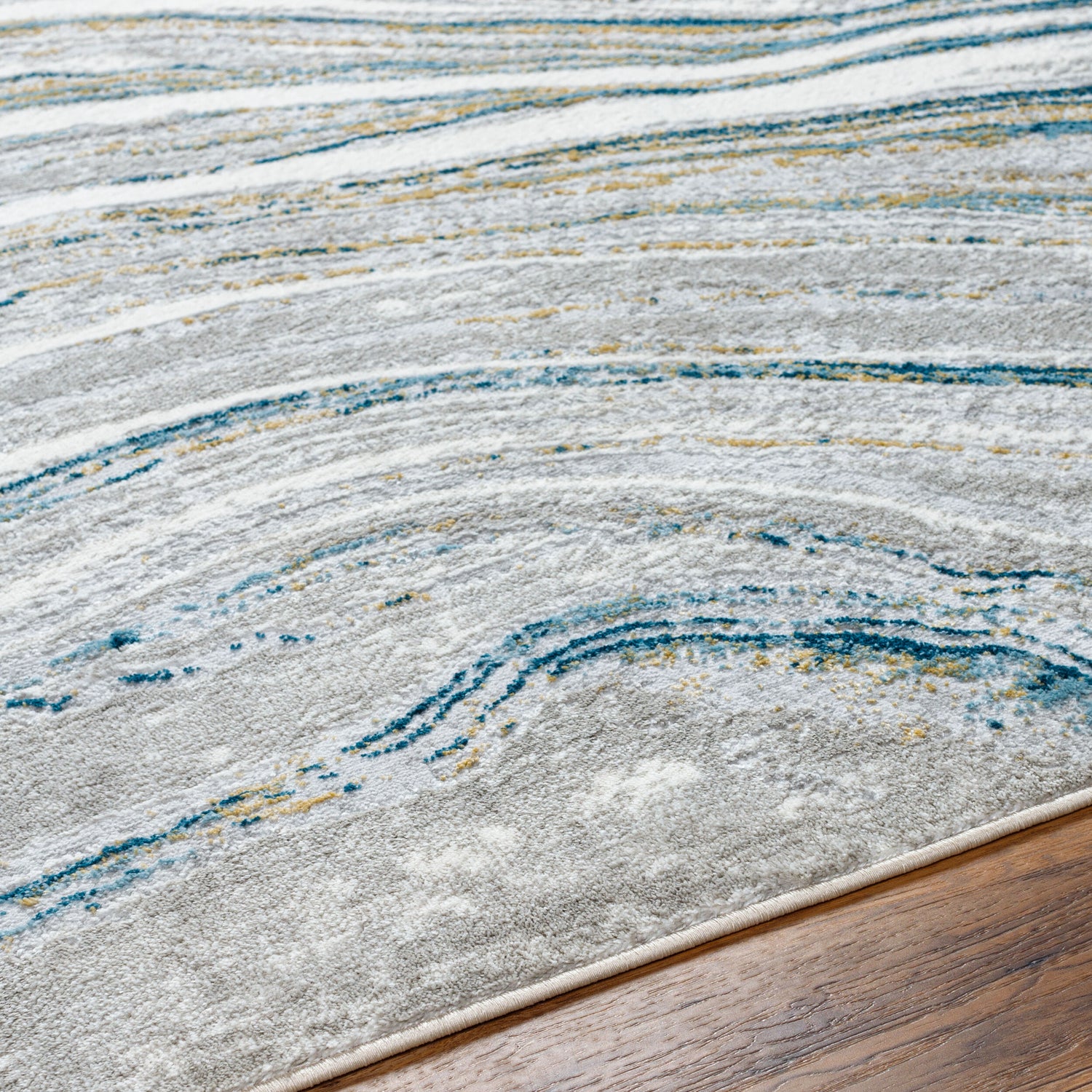 San Francisco Abstract Modern Marble Dark Teal/Beige SFO2303 Rug - Love-Rugs