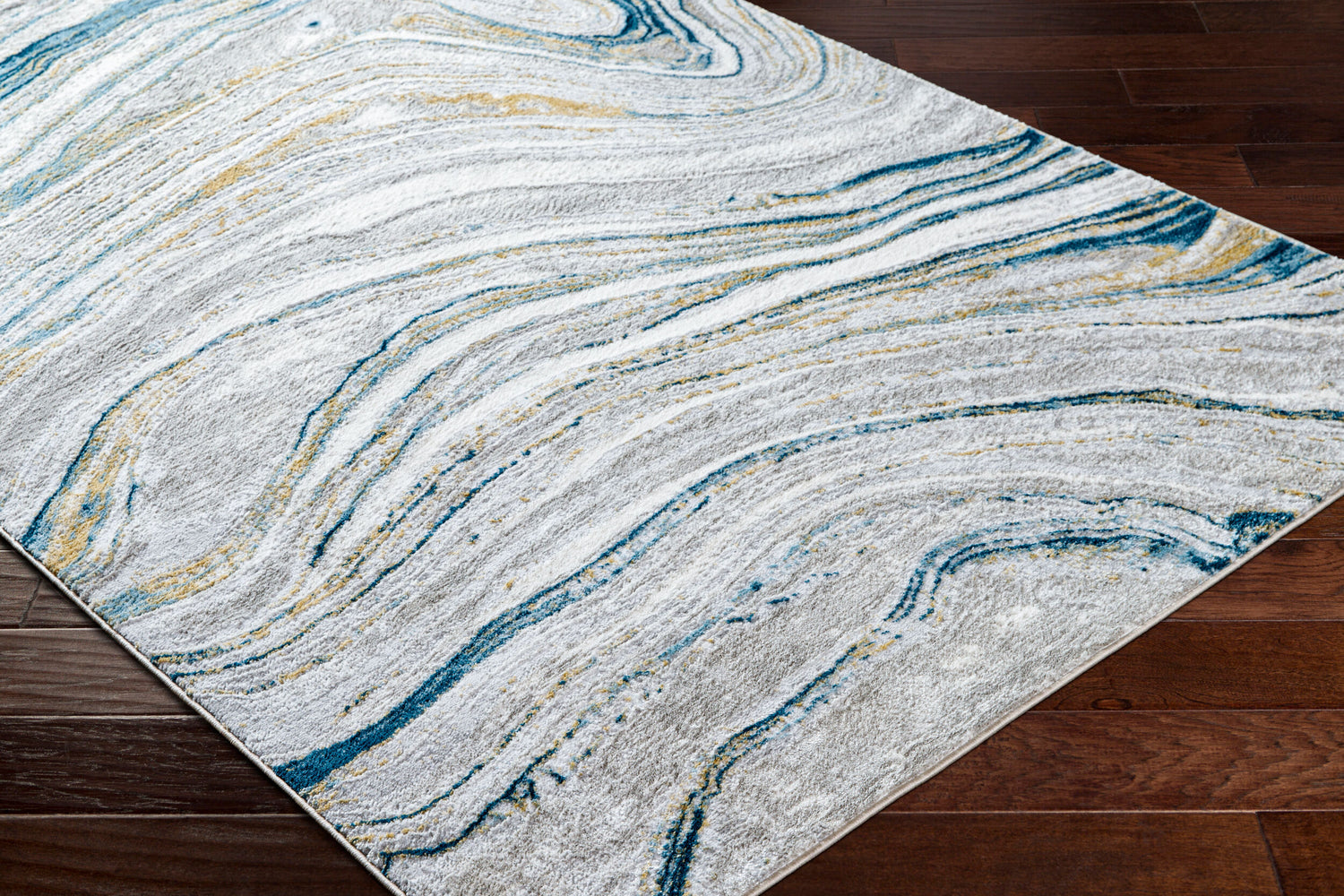 San Francisco Abstract Modern Marble Dark Teal/Beige SFO2303 Rug - Love-Rugs