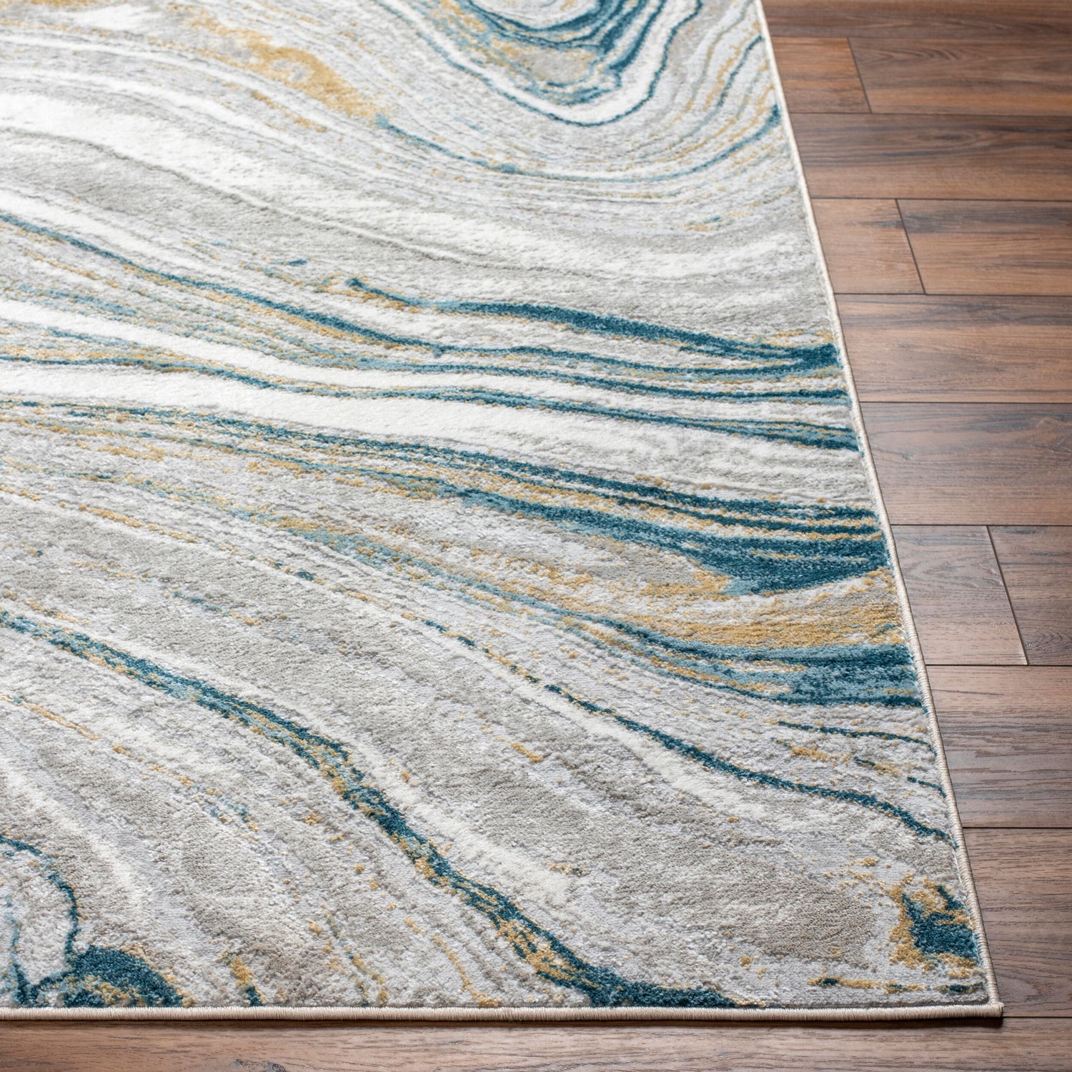 San Francisco Abstract Modern Marble Dark Teal/Beige SFO2303 Rug - Love-Rugs