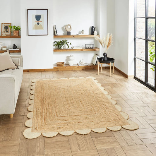 Savannah Jute Scallop Natural Rug - Love-Rugs