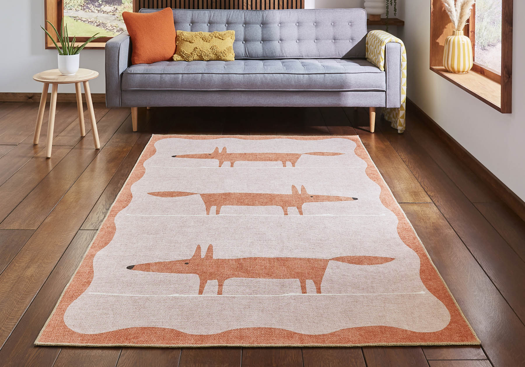 Scion Mr Fox Pink/Terra Washable Rug | Fast UK Dispatch - Love-Rugs