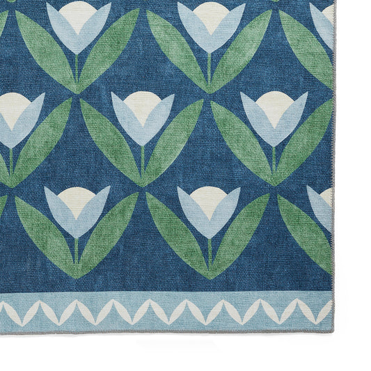 Scion Tulip Trellis Midnight Washable Runner Rug
