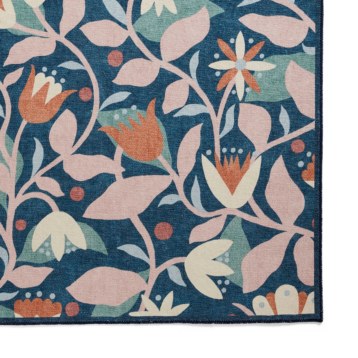 Scion Dancing Daisies Ink/Blush Washable Rug - Love-Rugs