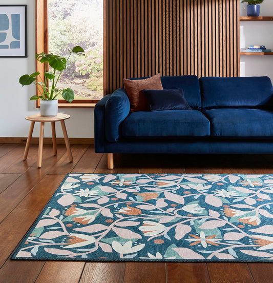 Scion Dancing Daisies Ink/Blush Washable Rug - Love-Rugs alternate image