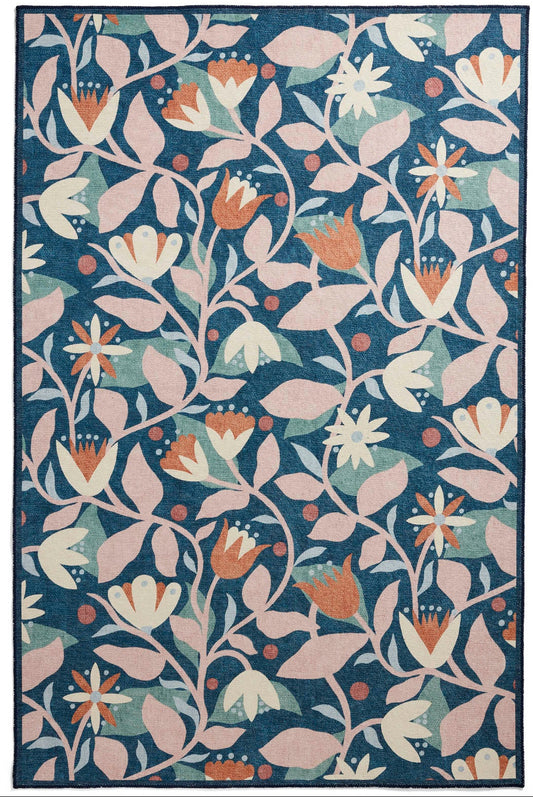 Scion Dancing Daisies Ink/Blush Washable Rug - Love-Rugs