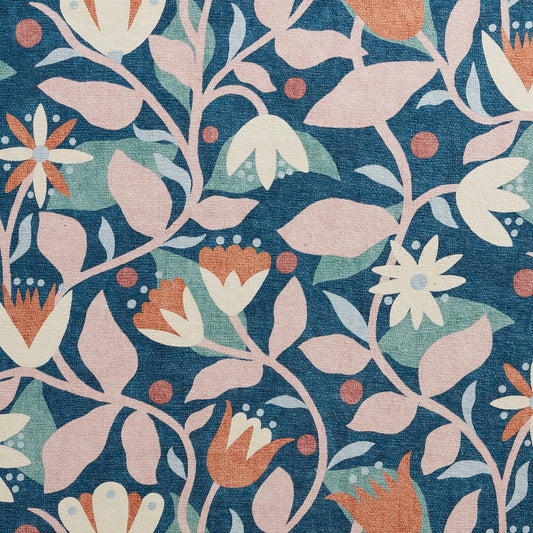 Scion Dancing Daisies Ink/Blush Washable Runner Rug - Love-Rugs