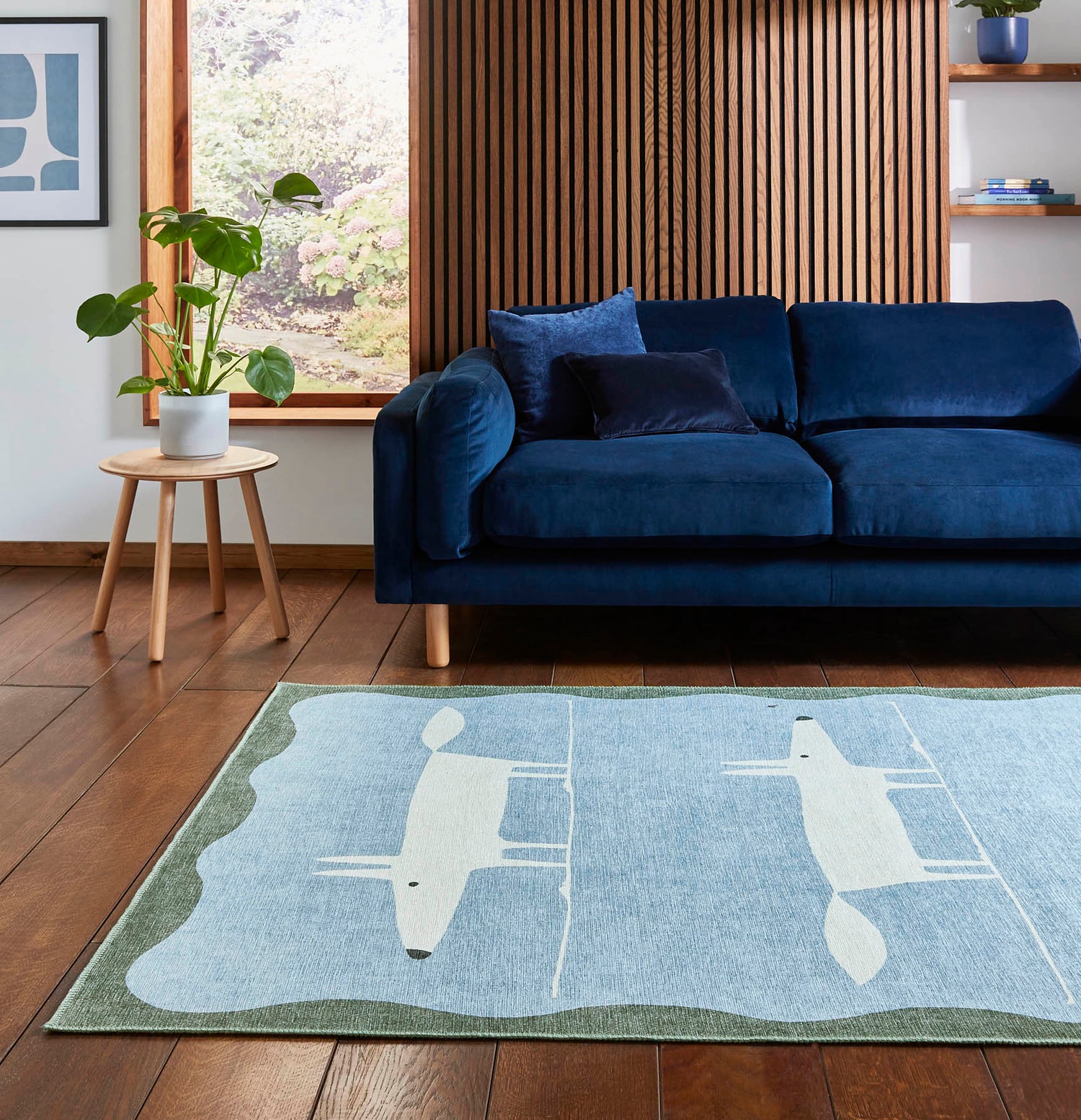 Scion Mr Fox Blue/White Washable Rug - Love-Rugs