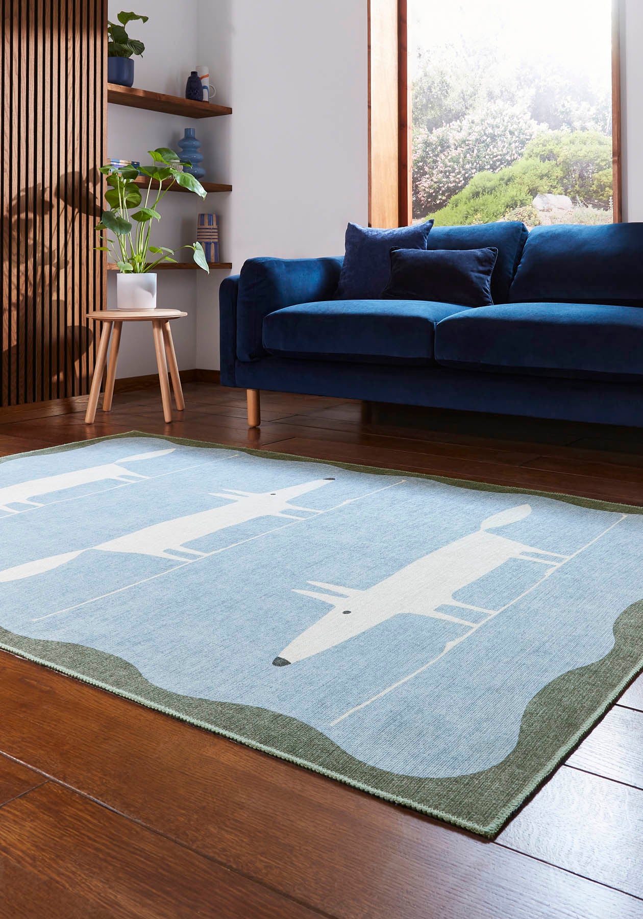 Scion Mr Fox Blue/White Washable Rug - Love-Rugs