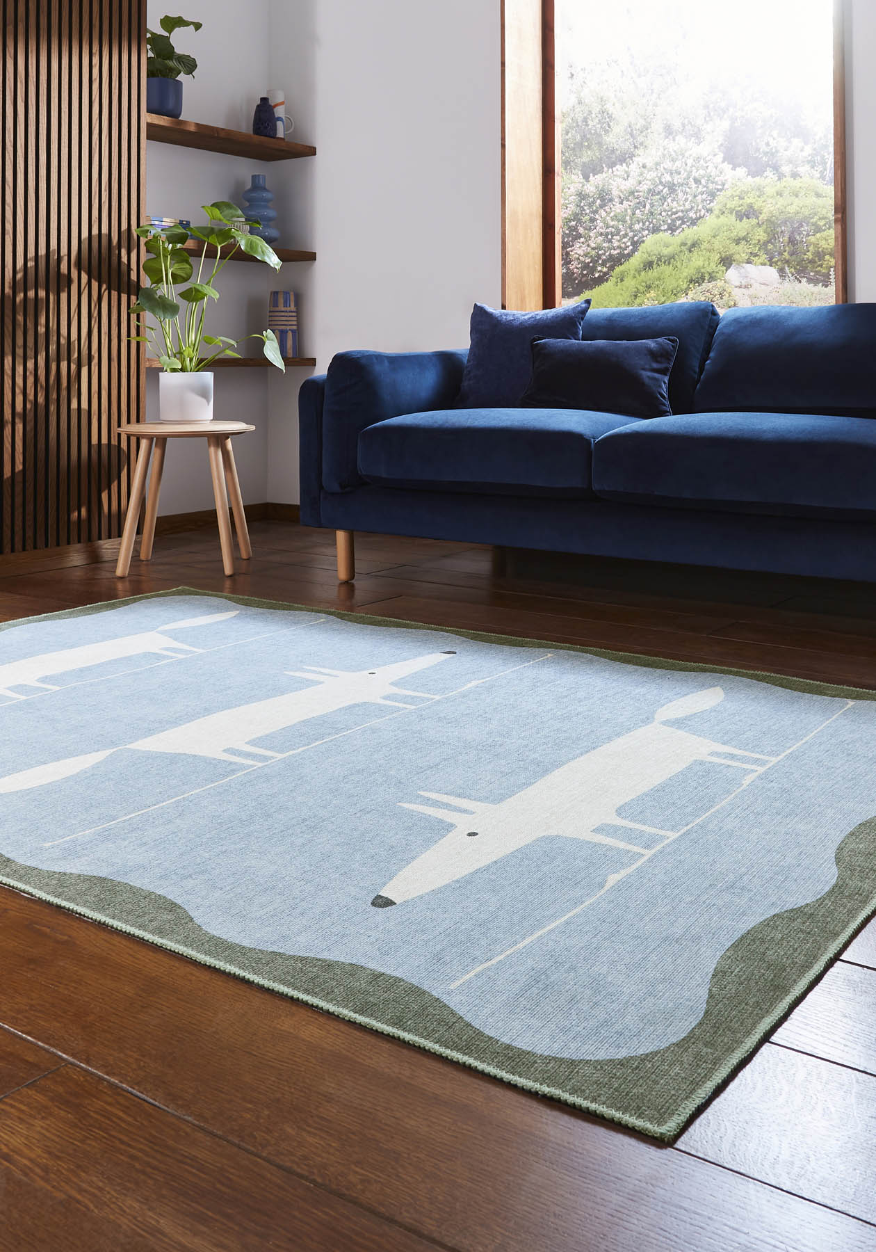 Mr Price Rugs Scion Mr Fox Blue/White Washable Rug | Fast UK Dispatch - Love-Rugs
