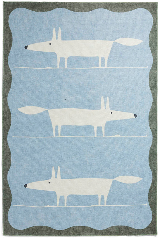 Scion Mr Fox Blue/White Washable Rug - Love-Rugs