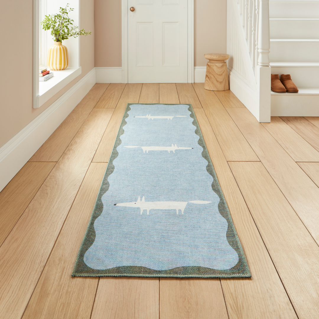 Scion Mr Fox Blue/White Washable Runner Rug - Love-Rugs