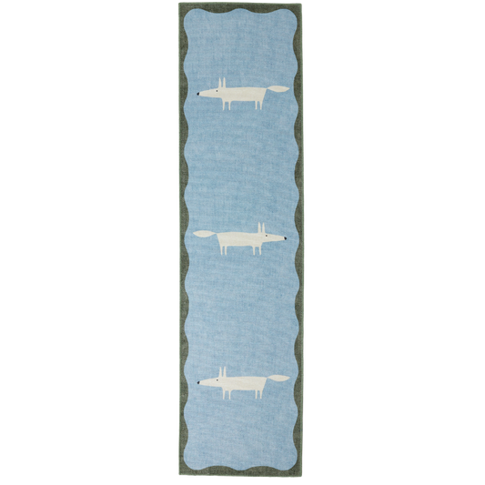 Scion Mr Fox Blue/White Washable Runner Rug - Love-Rugs