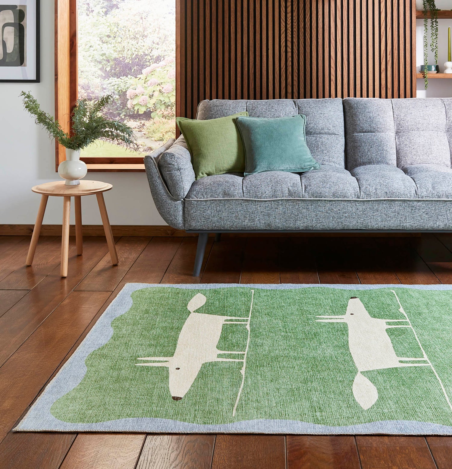 Scion Mr Fox Green/White Washable Rug - Love-Rugs