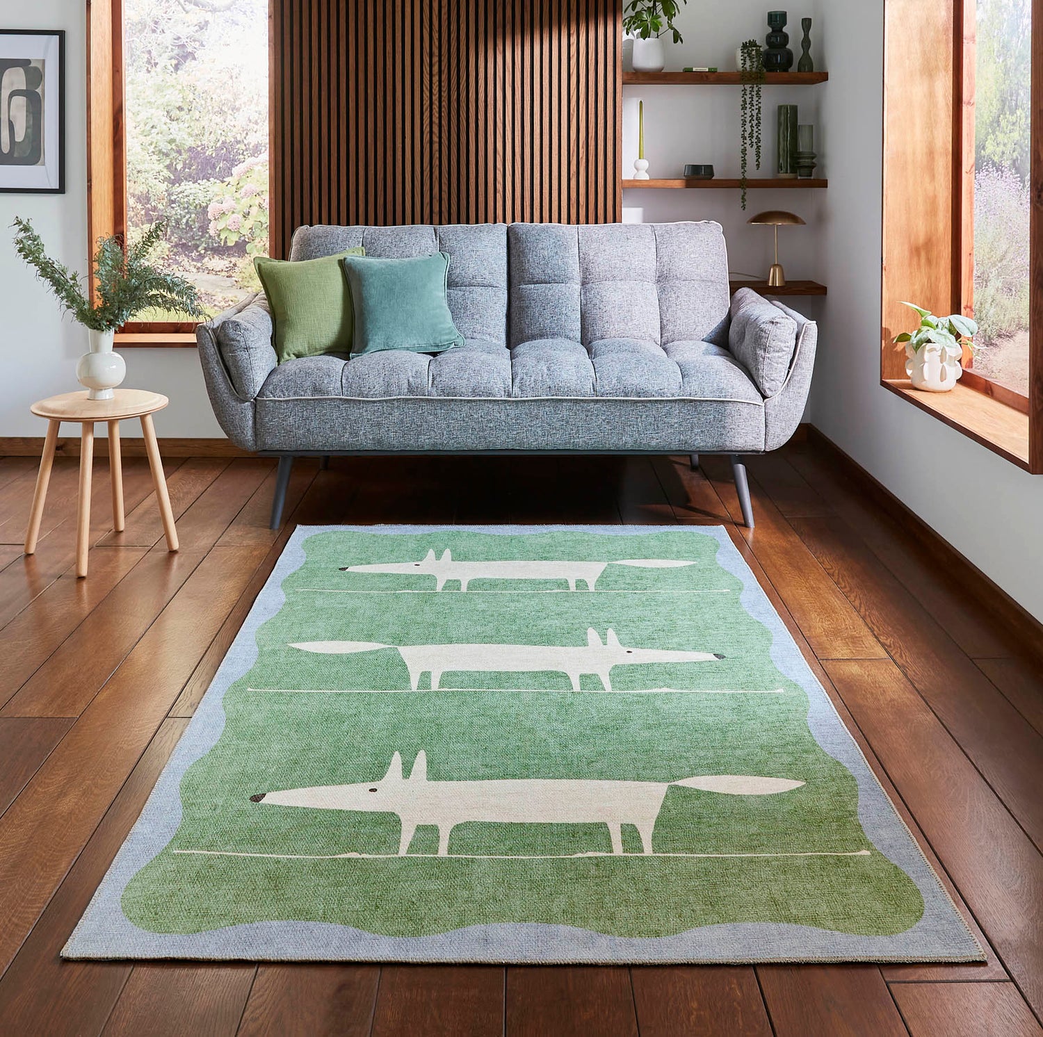 Scion Mr Fox Green/White Washable Rug - Love-Rugs