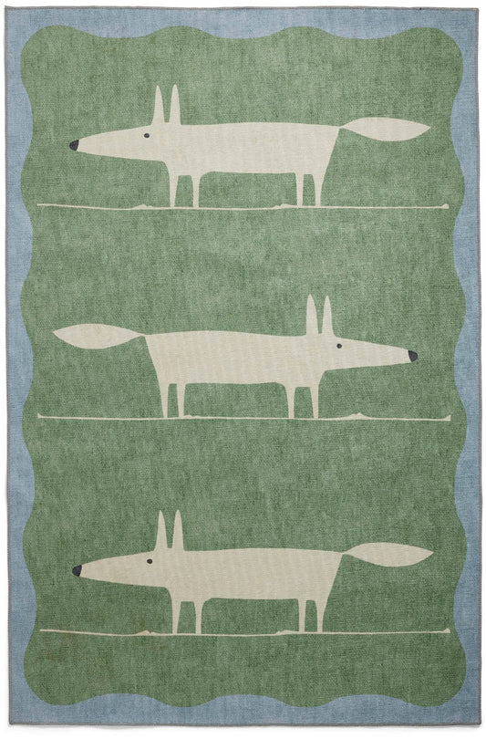 Scion Mr Fox Green/White Washable Rug - Love-Rugs