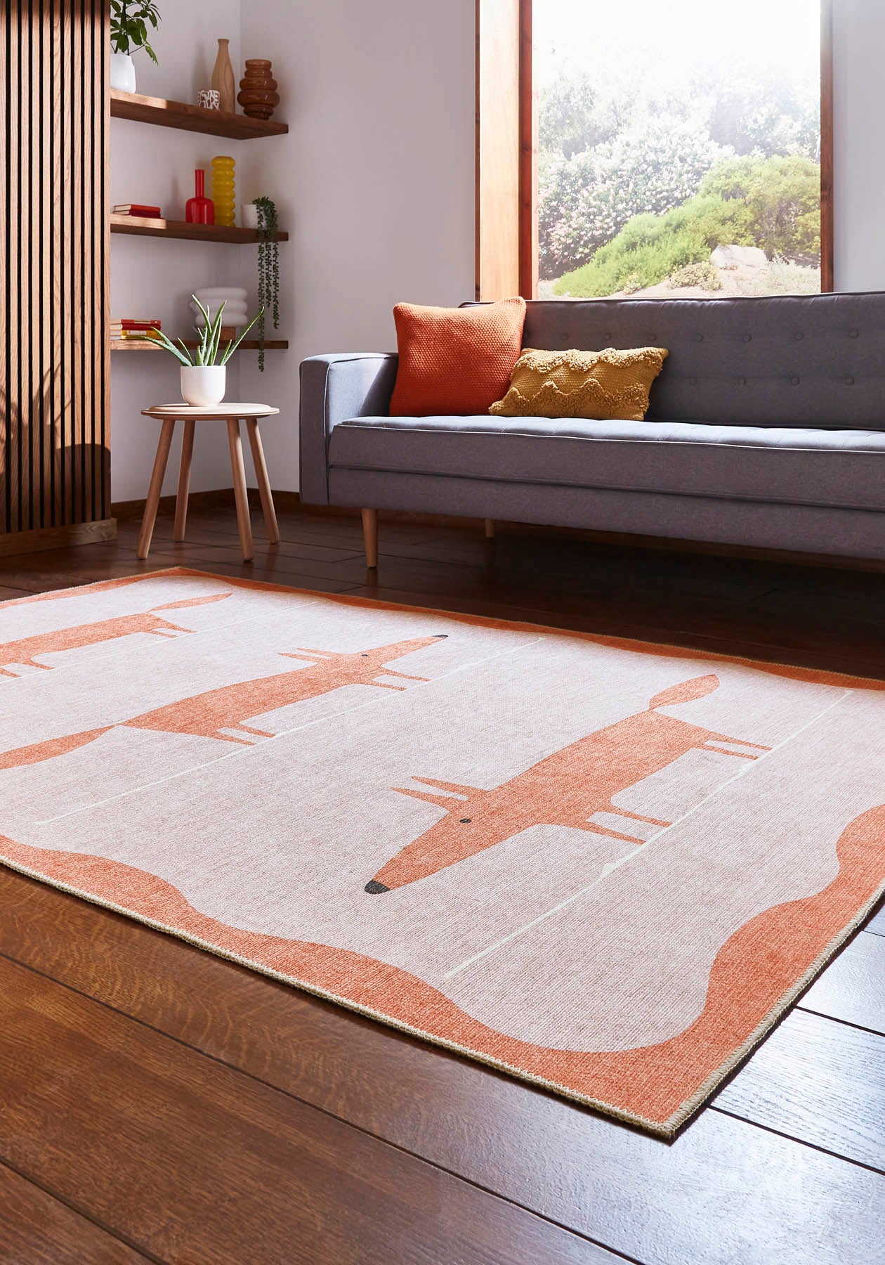 Scion Mr Fox Pink/Terra Washable Rug - Love-Rugs