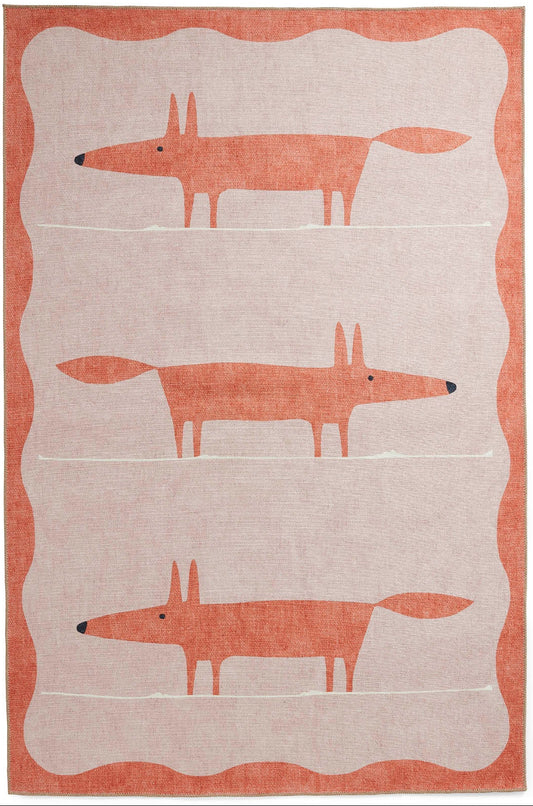 Scion Mr Fox Pink/Terra Washable Rug - Love-Rugs