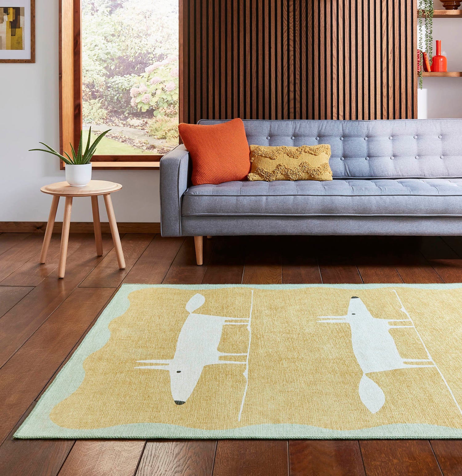Mr Price Rugs Scion Mr Fox Yellow/White Washable Rug | Fast UK Dispatch - Love-Rugs