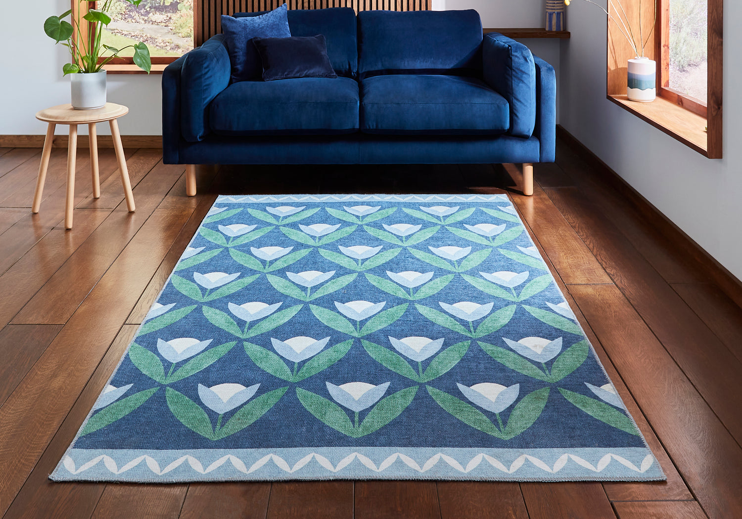 Scion Tulip Trellis Midnight Washable Rug - Love-Rugs