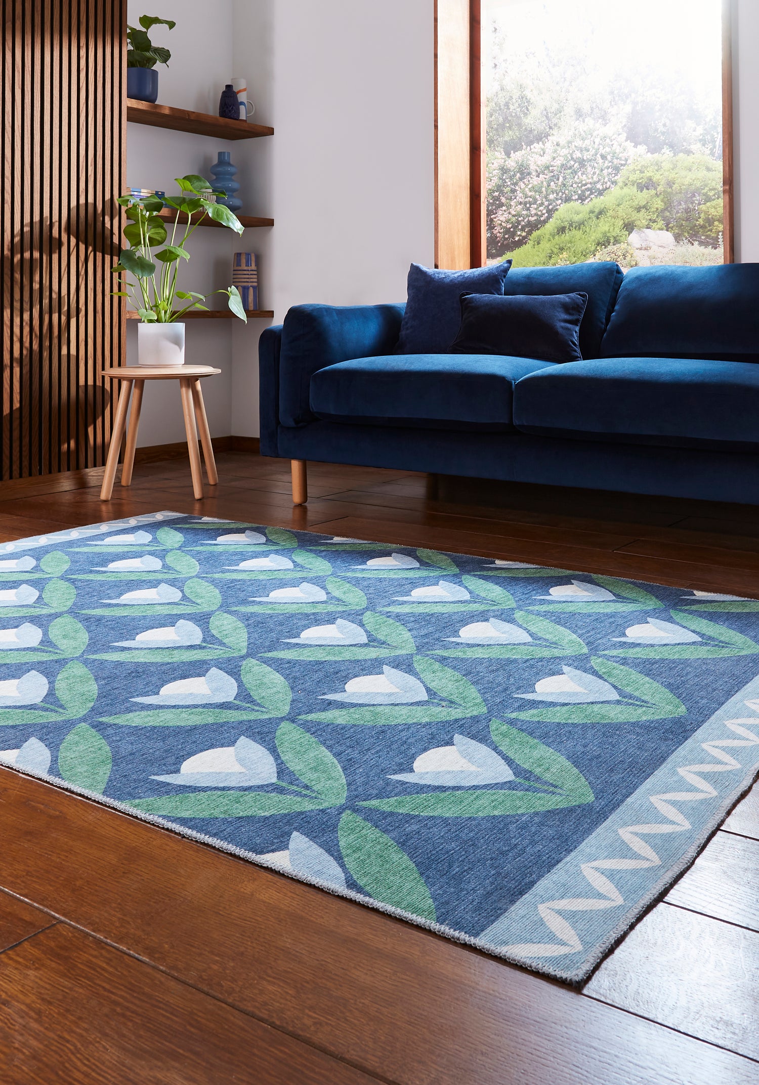 Scion Tulip Trellis Midnight Washable Rug - Love-Rugs
