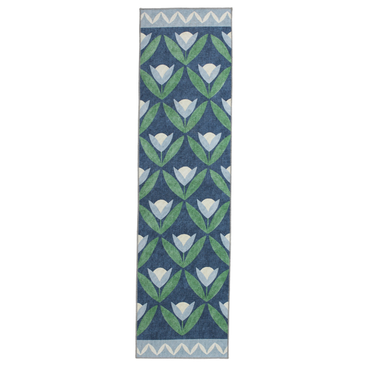 Scion Tulip Trellis Midnight Washable Runner Rug - Love-Rugs