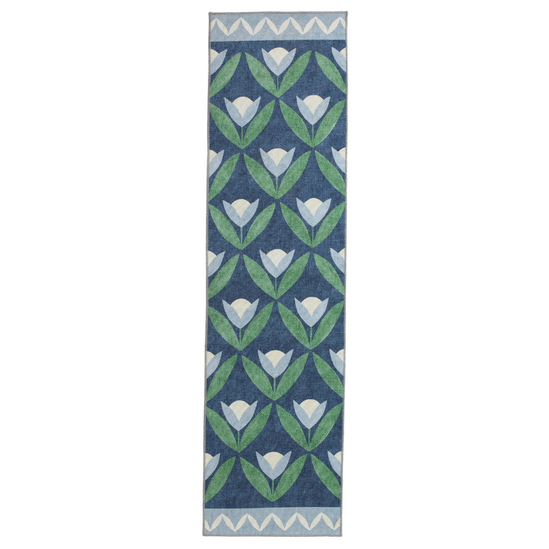 Scion Tulip Trellis Midnight Washable Runner Rug - Love-Rugs