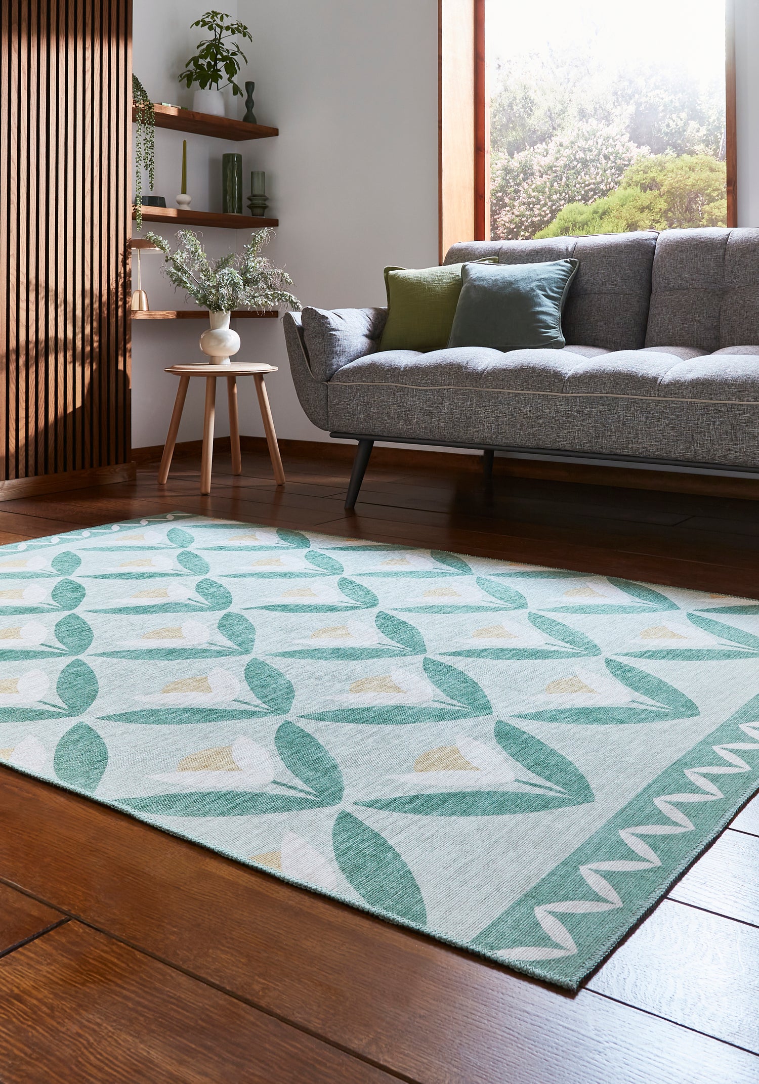 Scion Tulip Trellis Pine Washable Rug  -Love-Rugs