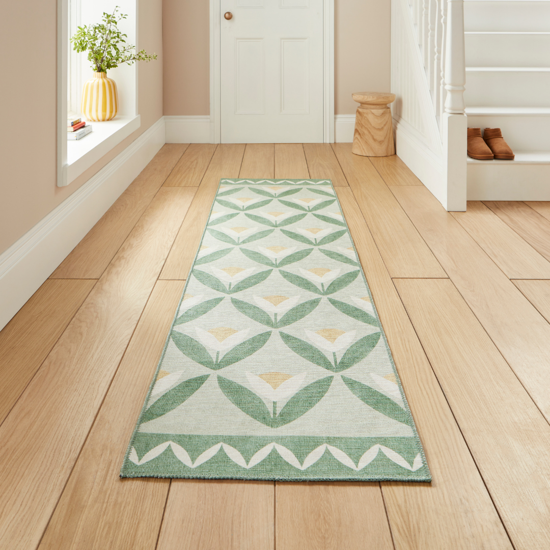 Scion Tulip Trellis Pine Washable Runner Rug - Love-Rugs