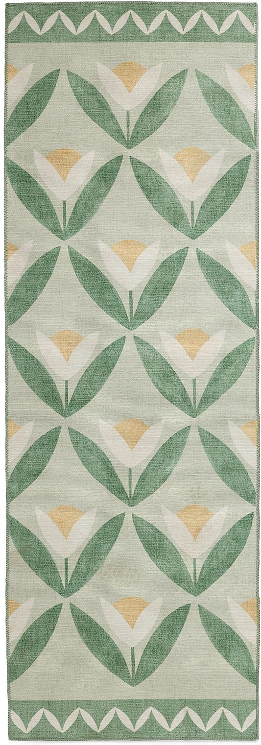 Scion Tulip Trellis Pine Washable Runner Rug - Love-Rugs