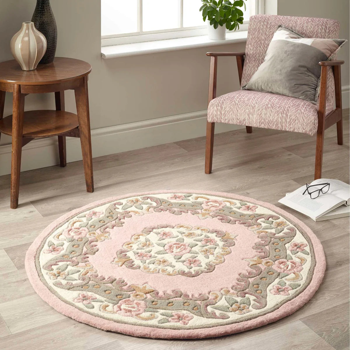 Shensi Pink Round Rug - Love-Rugs