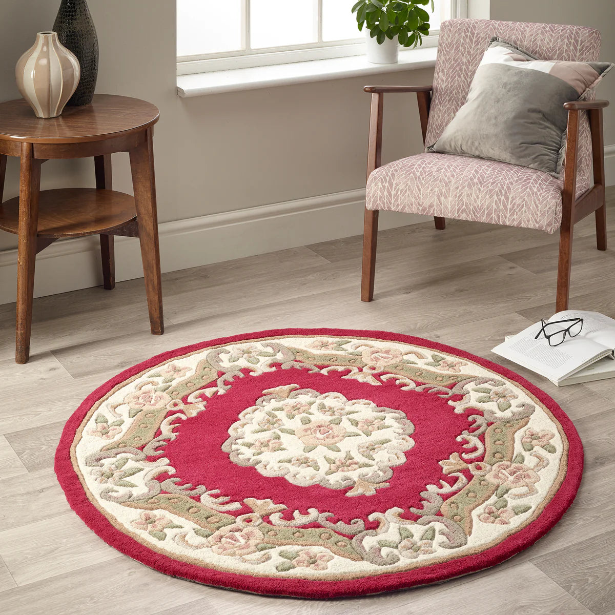 Shensi Wine Round Rug - Love-Rugs