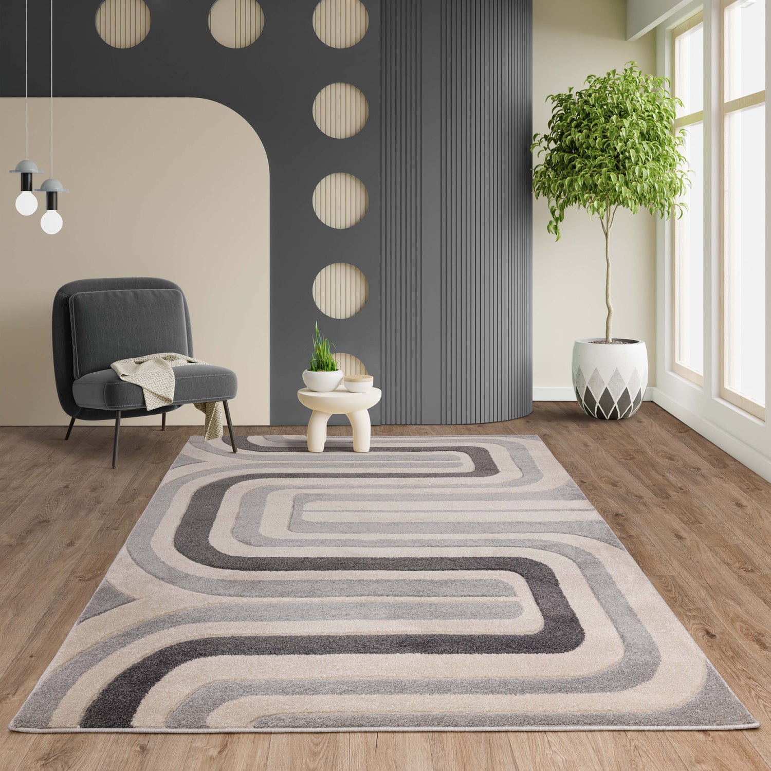 Sketch SK17 Contour Grey Rug - Love-Rugs