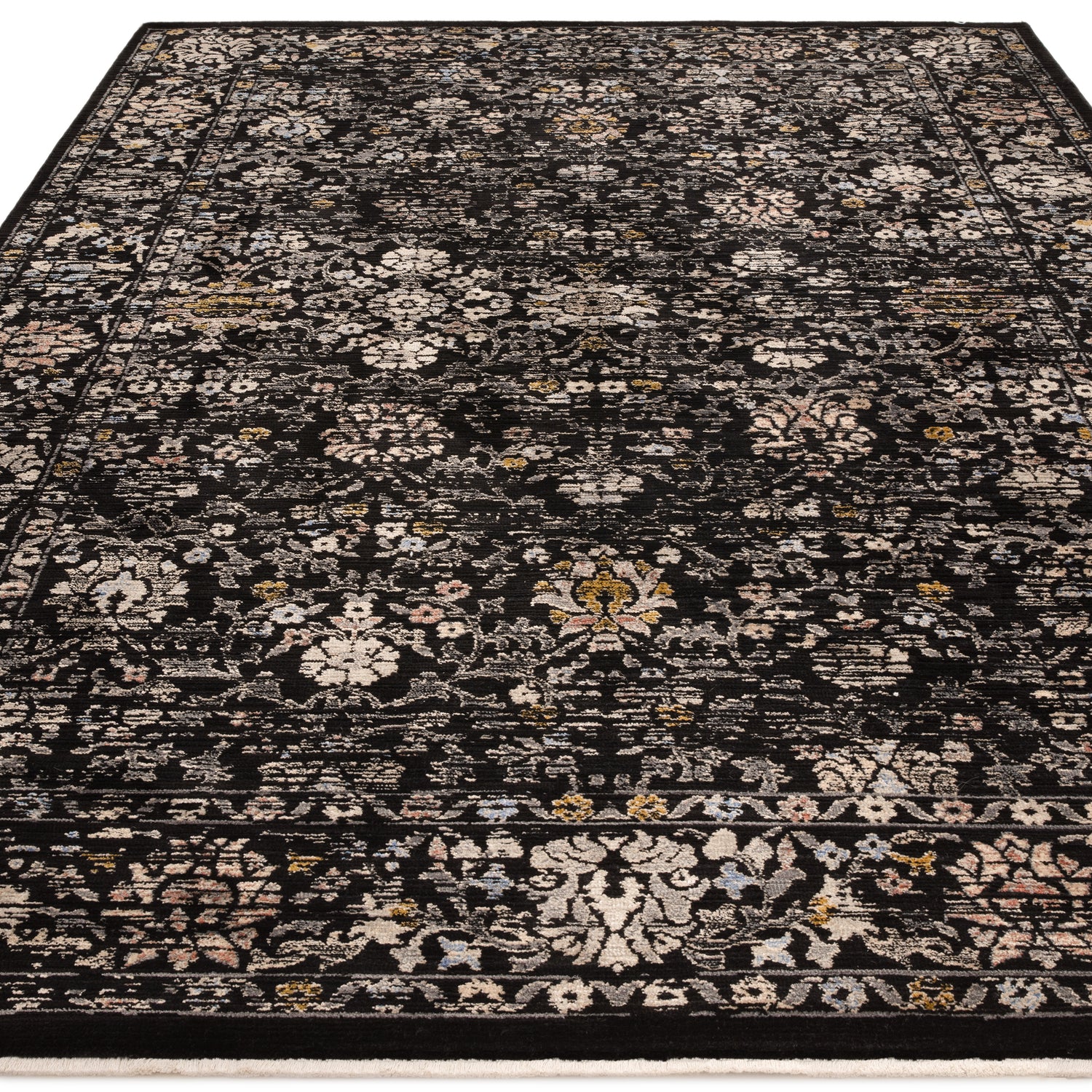 Sovereign Black Vintage Floral Rug - Love-Rugs