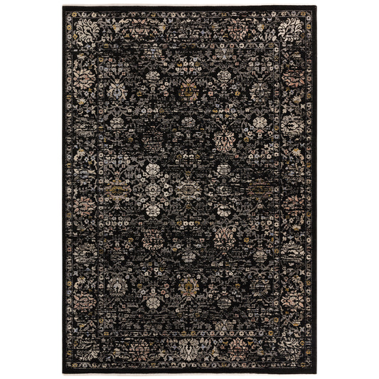 Sovereign Black Vintage Floral Rug - Love-Rugs