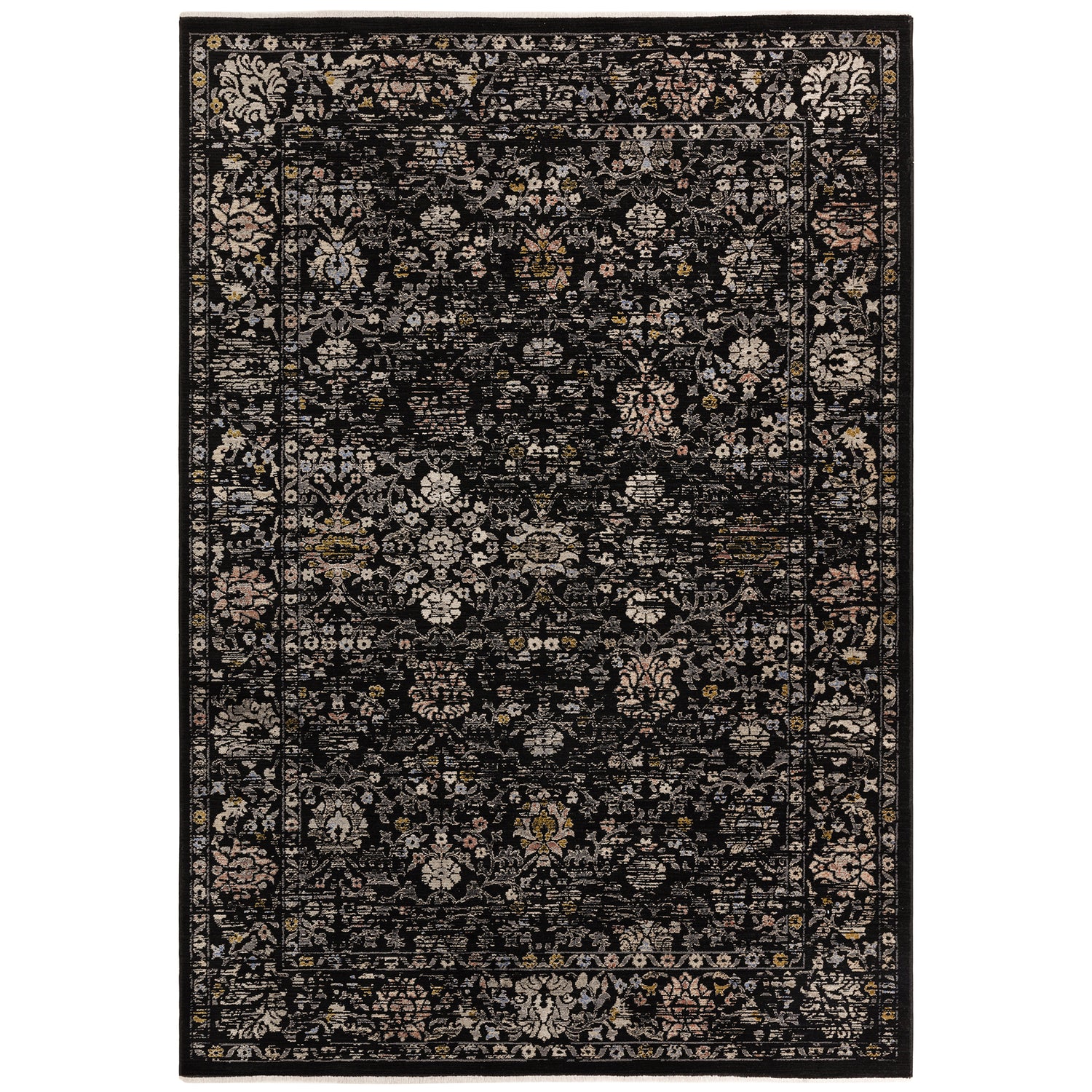 Sovereign Black Vintage Floral Rug - Love-Rugs