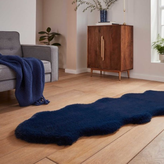 Super Teddy Navy Double Sheepskin Rug