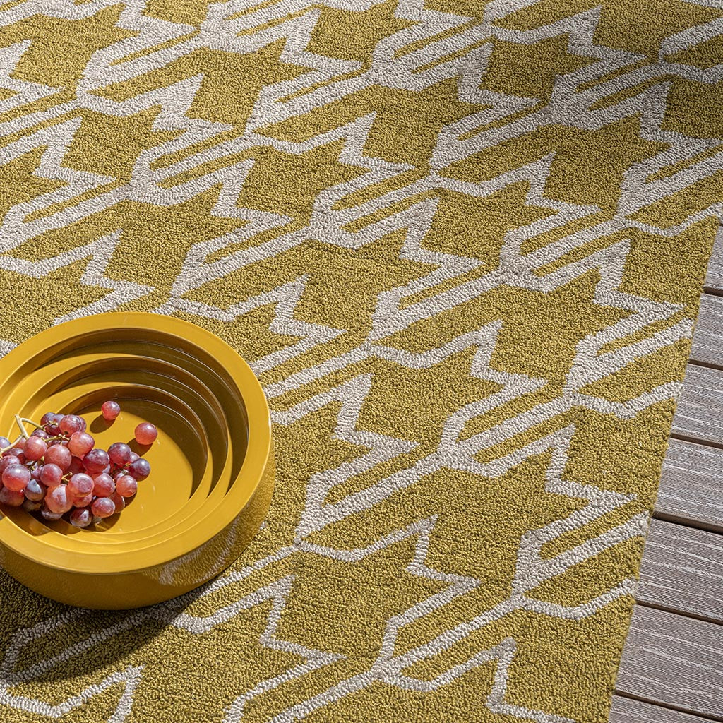 Ted Baker Houndstooth Mustard Outdoor 455706 Rug - Love-Rugs