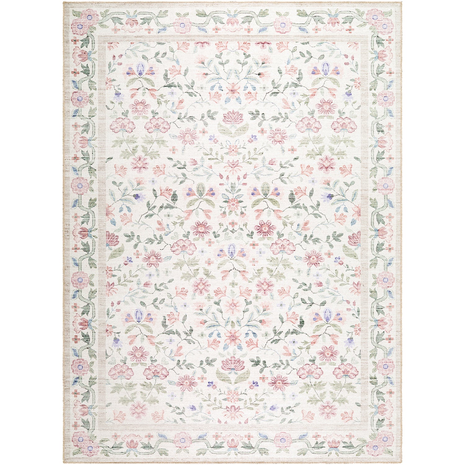 Thistle Floral Washable THT2300 Rug - Love-Rugs
