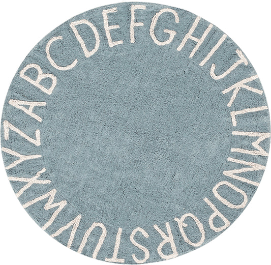 Lorena Canals Washable ABC Vintage Blue Natural Round Rug