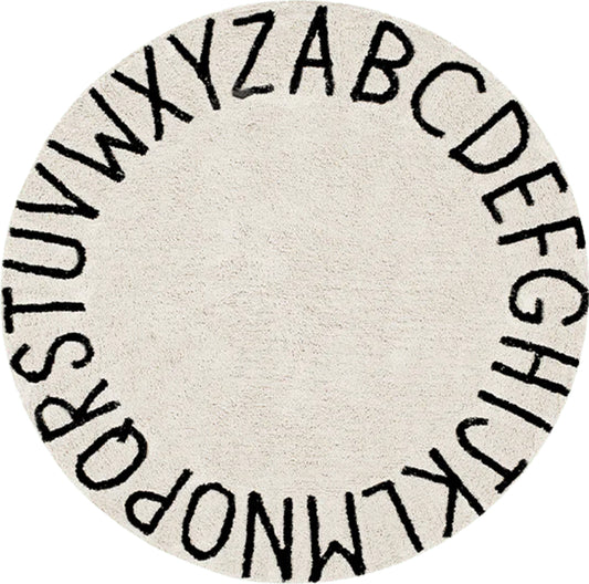 Lorena Canals Washable ABC Natural Black Round Rug