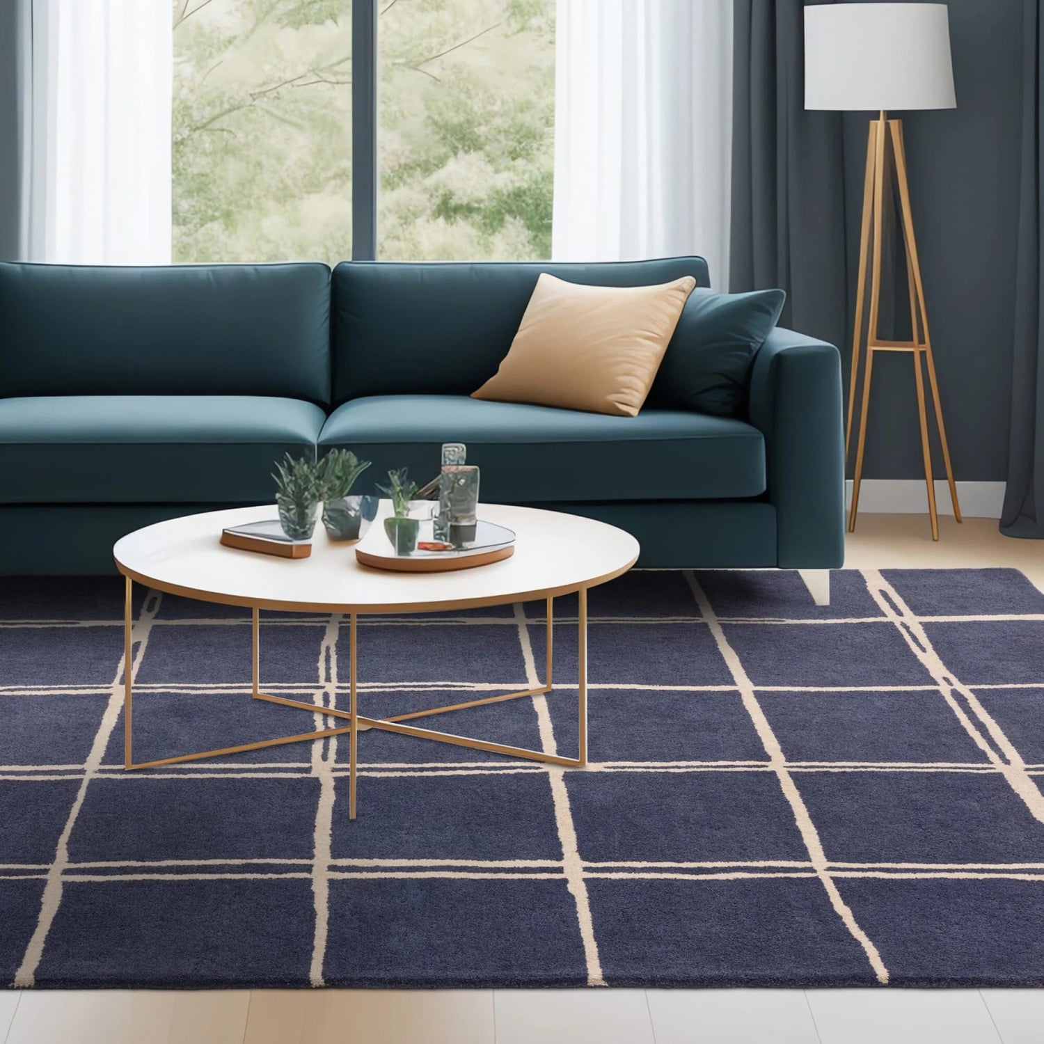 Albany Grid Marine Rug - Love - Rugs