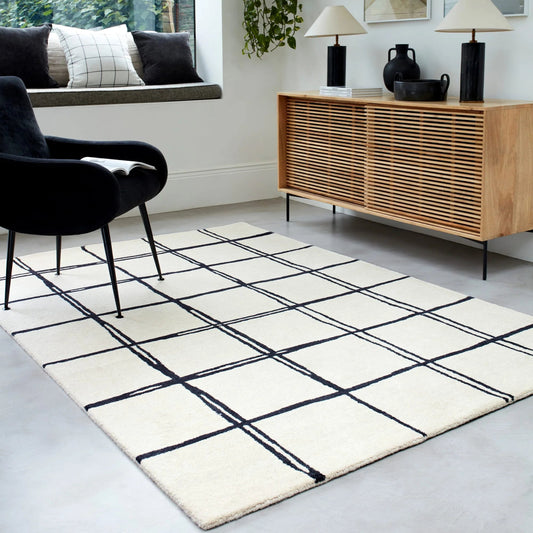Albany Grid Monochrome Rug - Love - Rugs alternate image