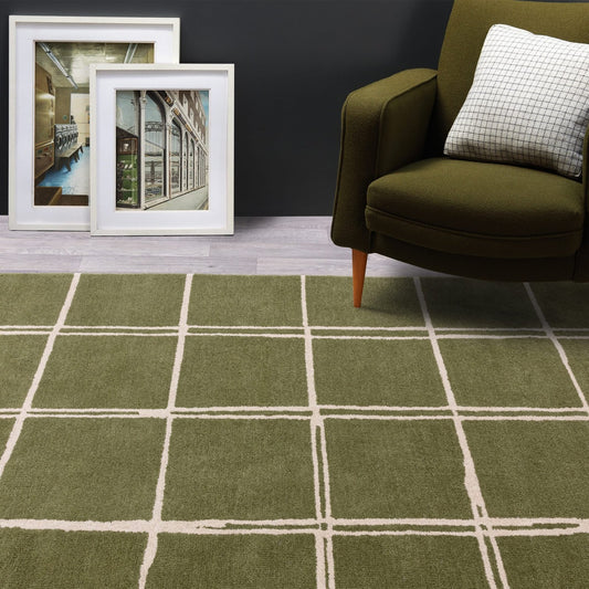 Albany Grid Olive Rug - Love - Rugs alternate image