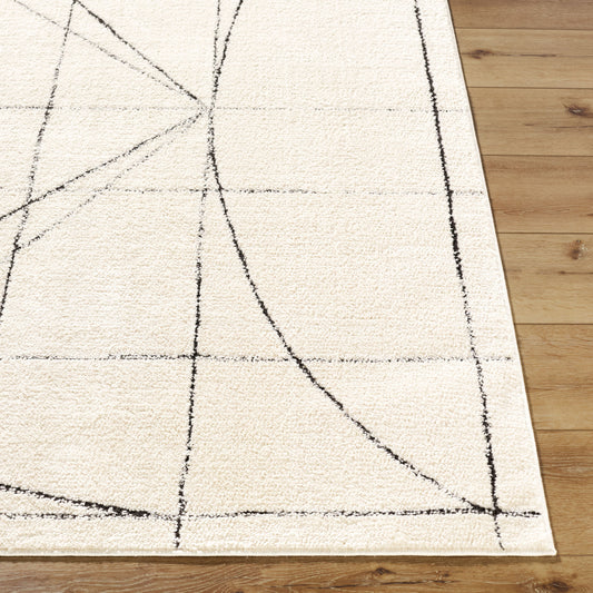 Architect Galey Alix x Livabliss Modern Scandi High Pile Ivory/Black GAAR2304 Runner Rug