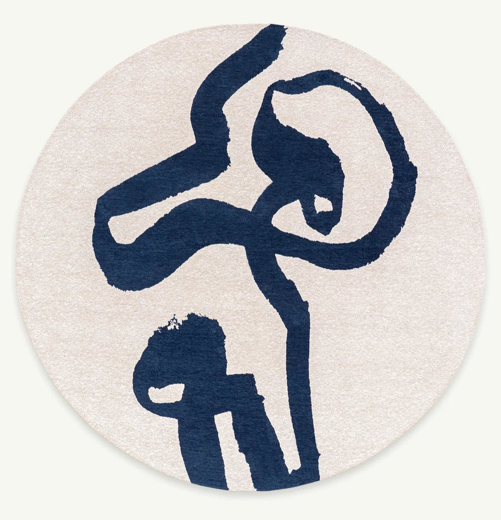 Louis De Poortere Craft Ribbon Sea Ink 9849 Round Rug