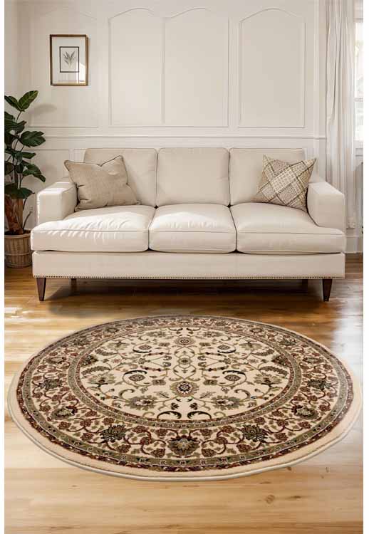 Kellan Floral Cream Circle Rug