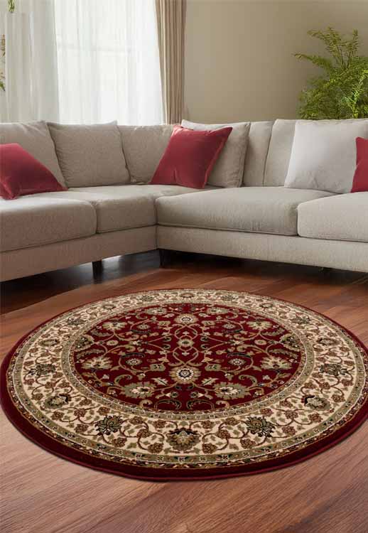 Kellan Floral Red Circle Rug