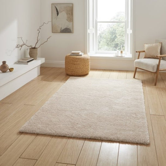 Lux Shaggy Cream Rug - Love - Rugs